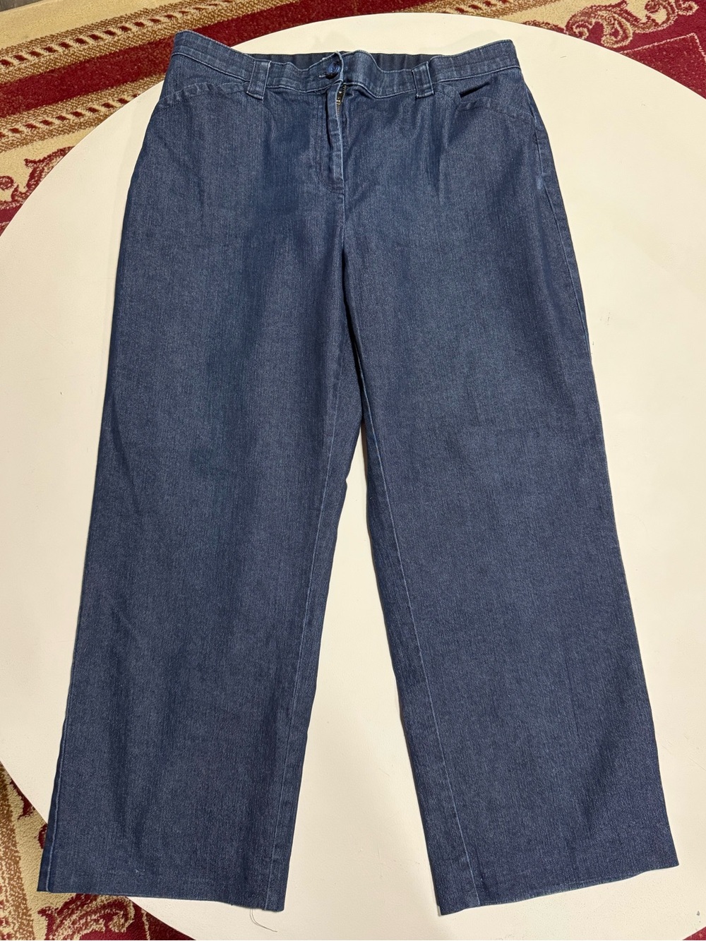 L.L. Bean Women's Wide-Leg Denim Jeans in Dark Blue